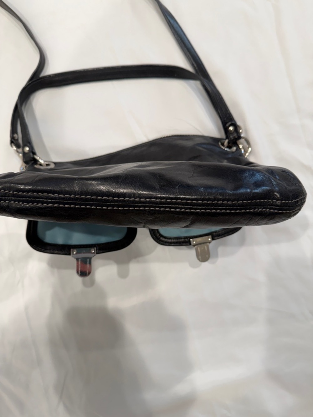 Coach Classic Black Leather Crossbody Bag - Picture 10 of 13